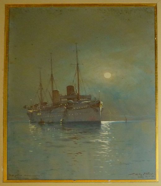 GR:Korfu>Achilleion>2. Raum>Gemälde der Yacht Hohenzollern
