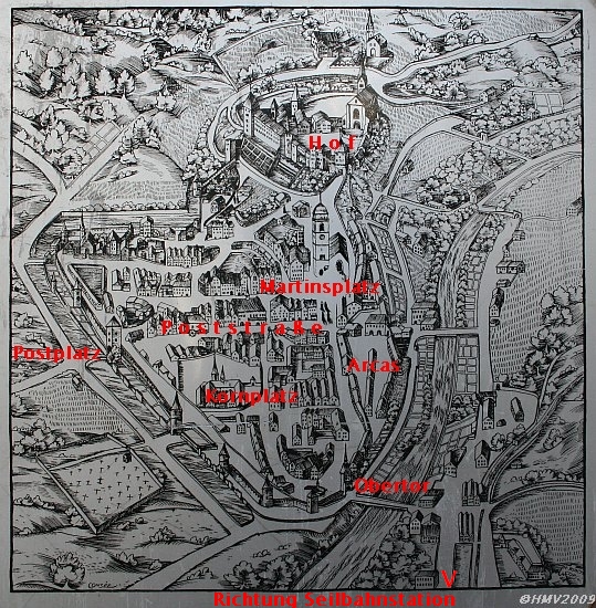 CHUR > Alter Stadtplan von 1640 mit Textangaben