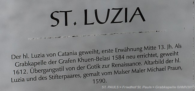 SANKT PAULS > Friedhof > Grabkapelle St. Luzia